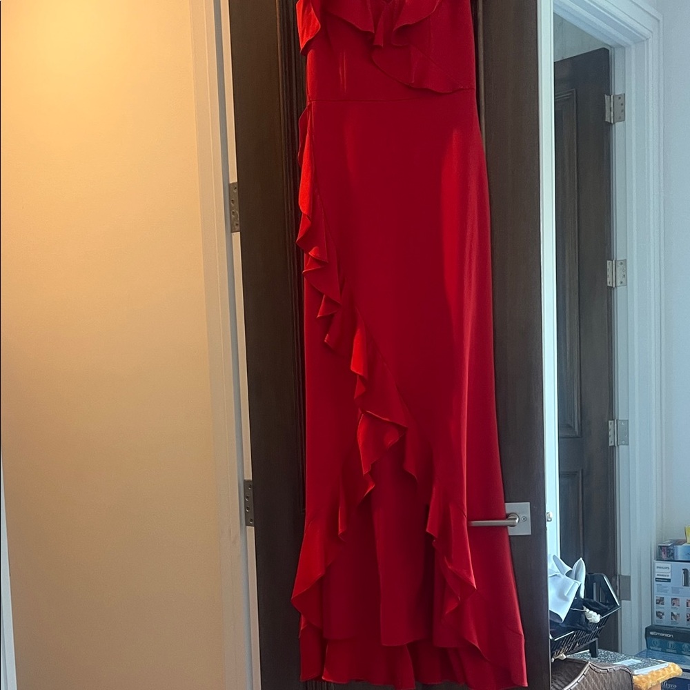 Asymmetrical Red Ruffle Dress - Picture 5 of 5